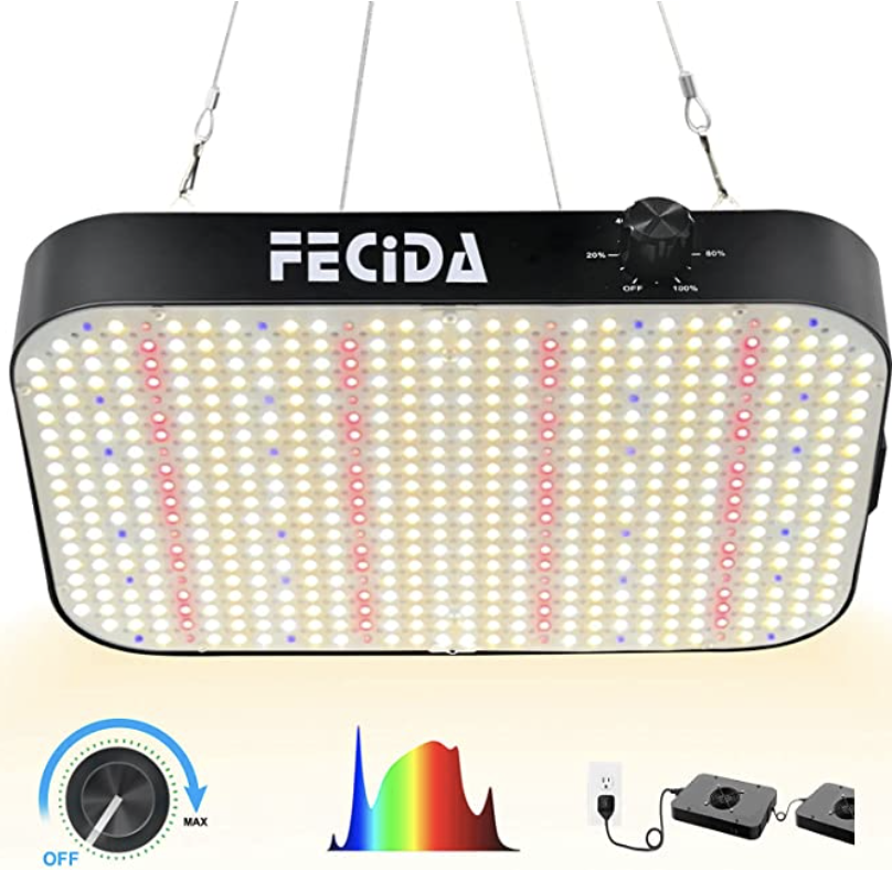 FECiDA Dimmable LED Grow Light 1000W, Lampe Croissance Plante Interieur, Lampe de Culture Spectre Complet, Lampe Pour Plante Semis Floraison